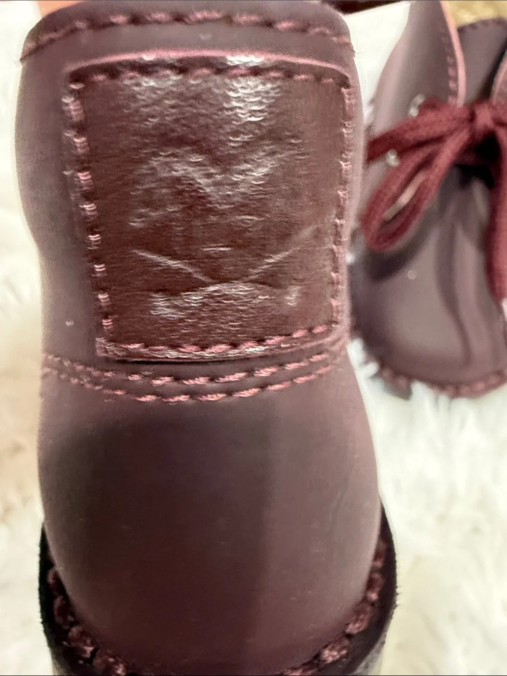 Kids Lace-Up Leather Booties in Burgundy
